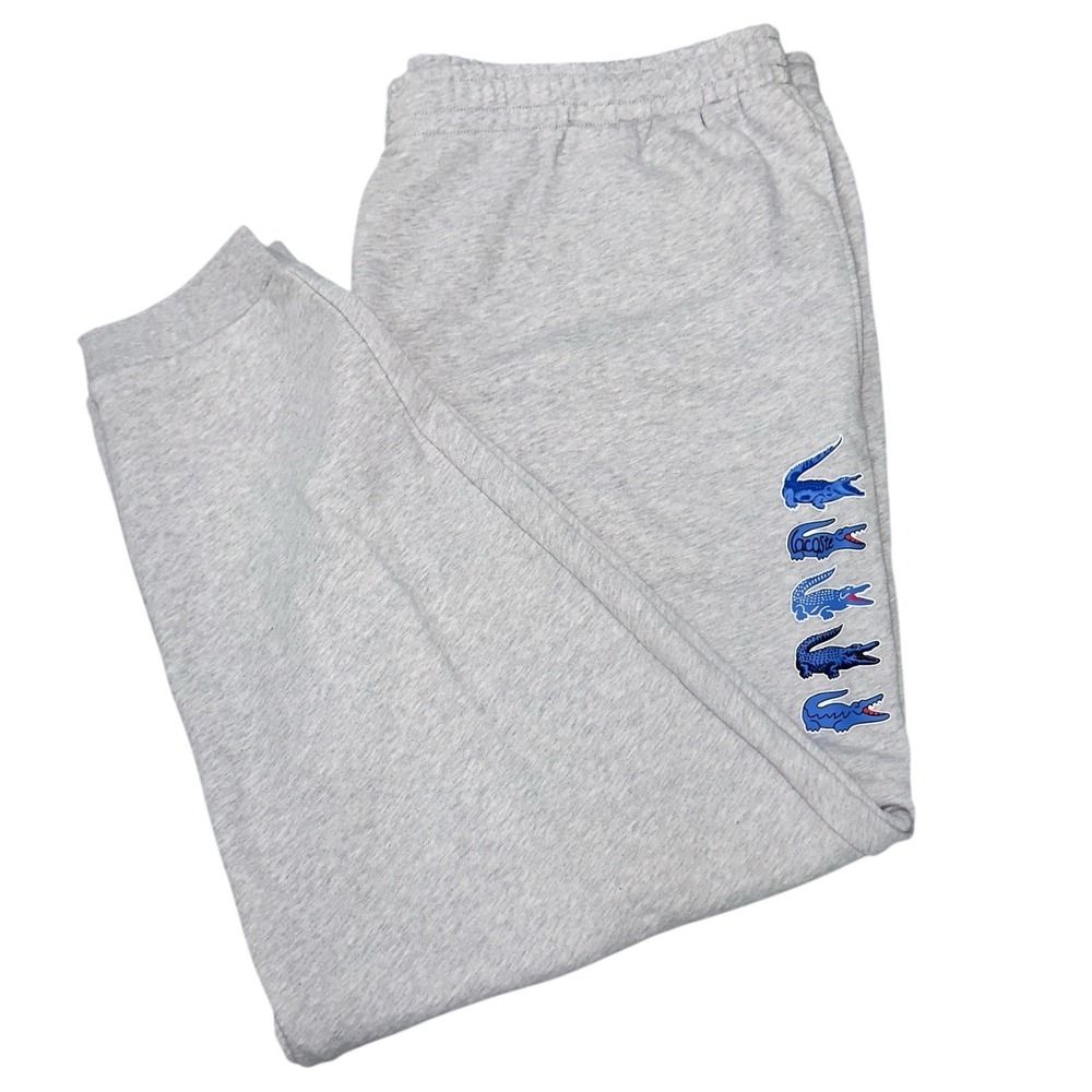 Lacoste Mens 4XLB Gray Fleece Sweatpants‎ Blue Anniversary Gator 11R NWT